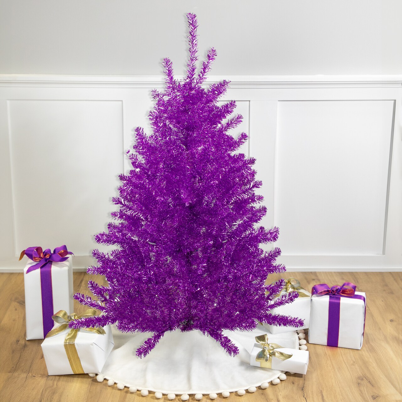 Northlight 4.5' Metallic Purple Tinsel Artificial Christmas Tree - Unlit